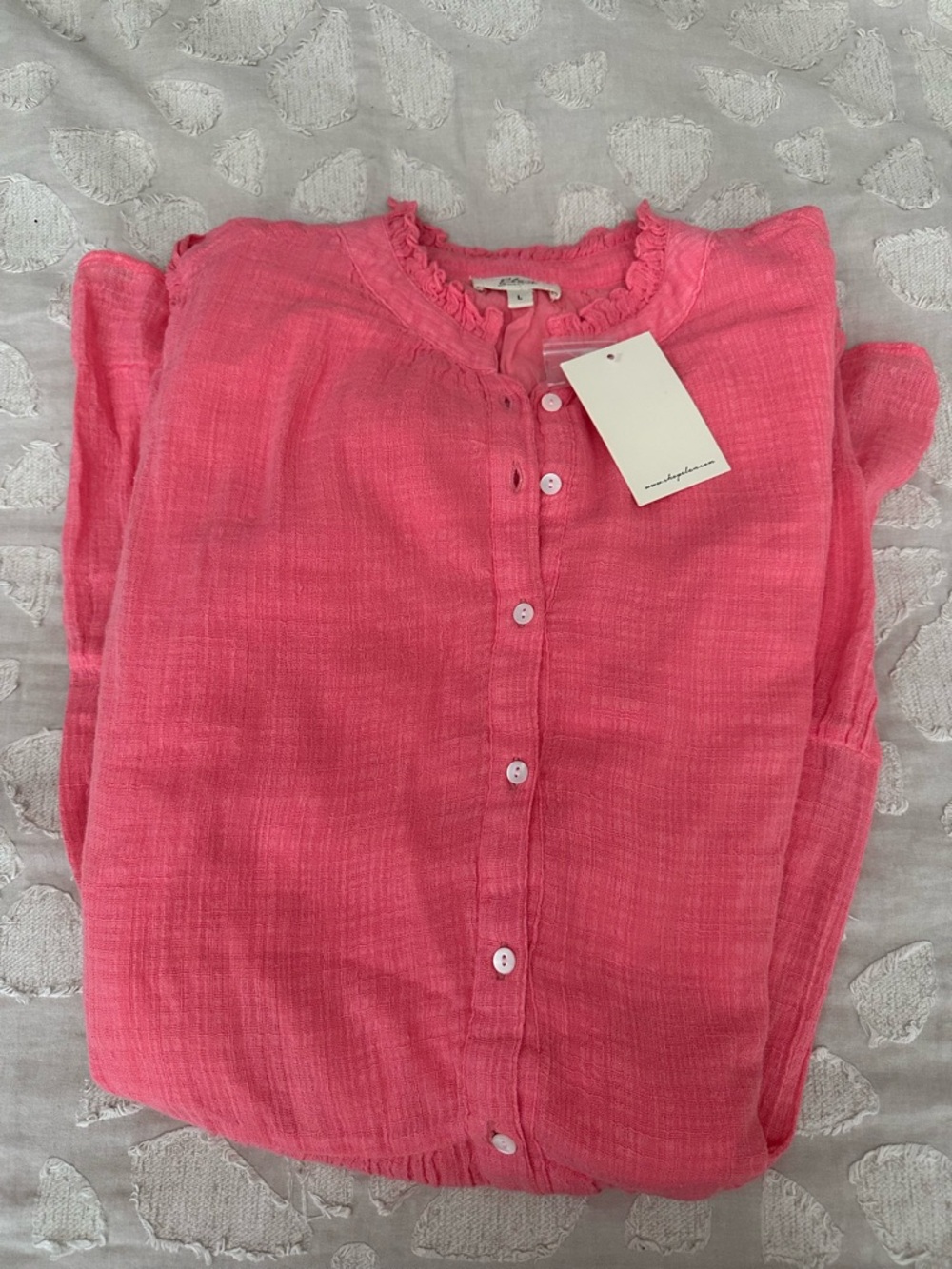 Elan Coral Pink Button-Front Tiered Mini Dress - Picture 3 of 3